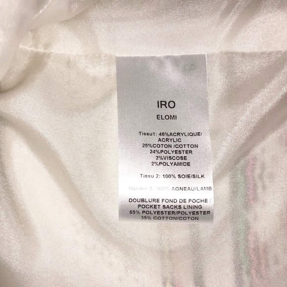 IRO Elomi Zip Front Silk Leather Jacket Embroidered Blazer Textured Pockets - Picture 8 of 8